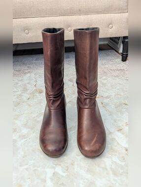 Keen Kate Slouch Women’s Brown Leather Mid Calf Wedge Boots Size US 9